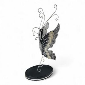 Rhinestone Butterfly Necklace Holder and Jewelry Organizer with Trinket Tray